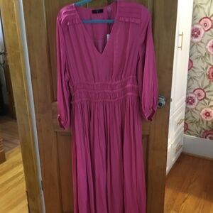 Elie Tahari Pink Smocked Midi Dress